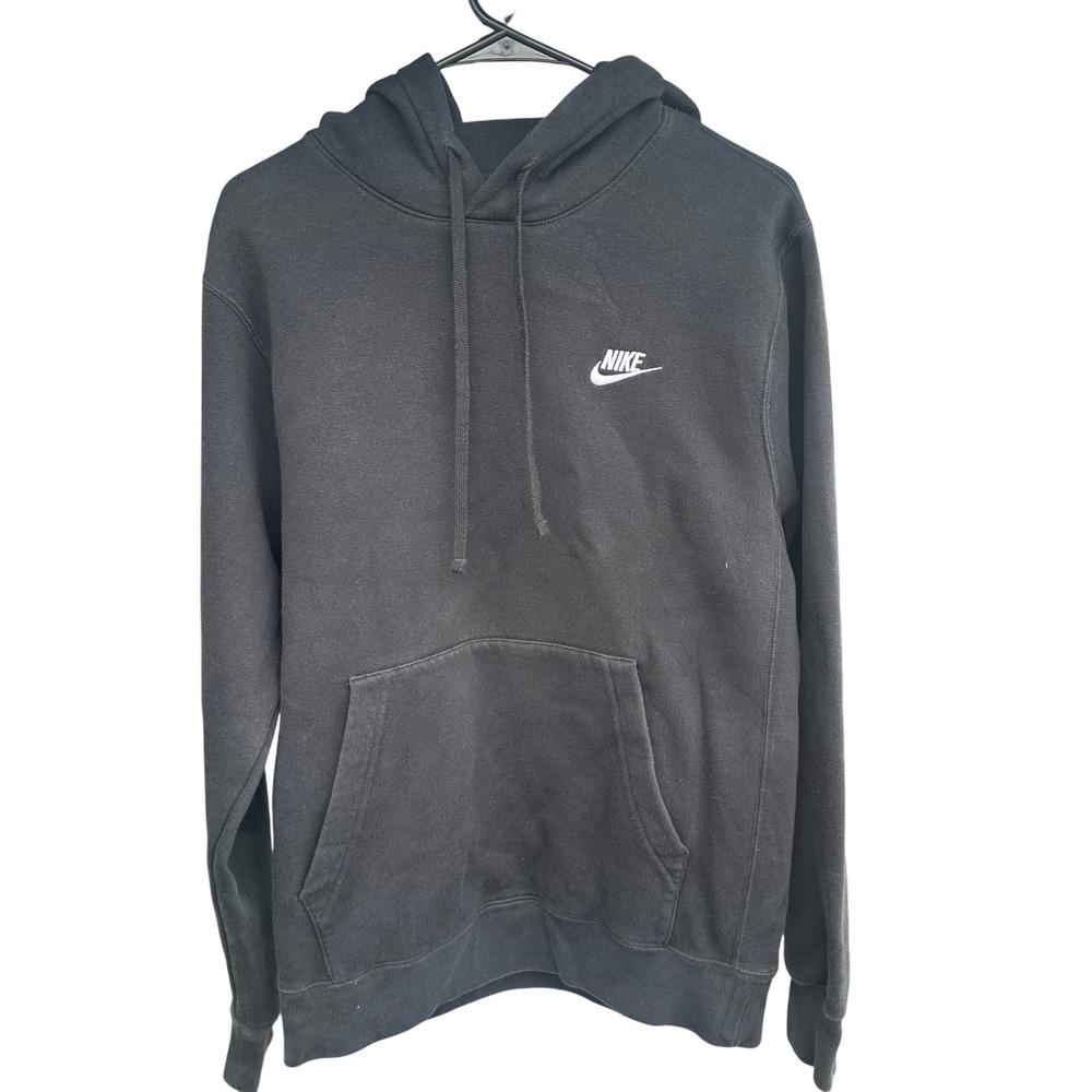Nike Hoodie Mens Small Black Sportswear Club Fleece Pullover Gym Sweatshirt